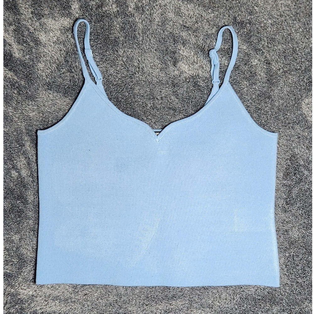 Express Body Contour Cropped Cami Tank Top - Light Blue (Size M) - AS-IS